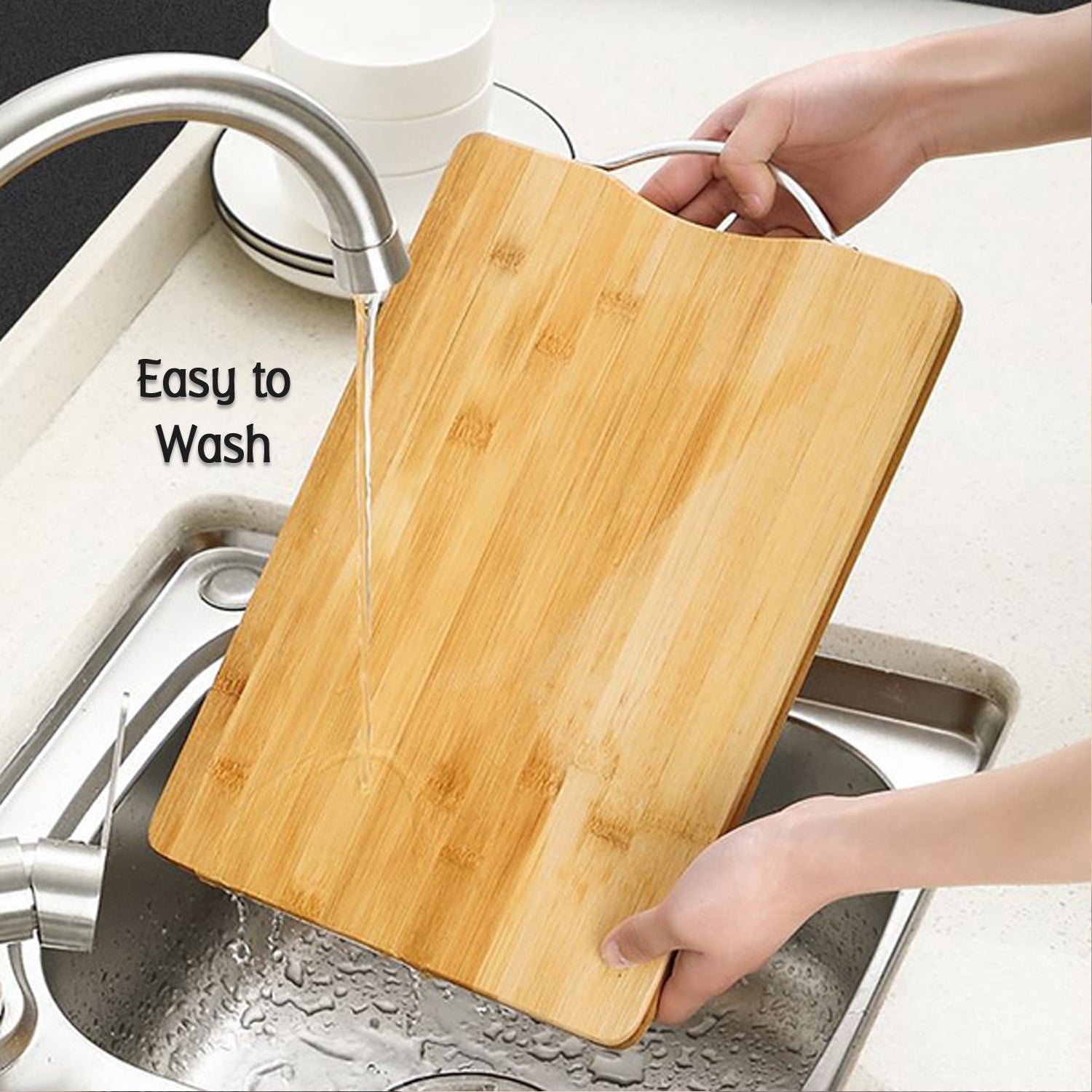 2475A Thick Wooden Bamboo Kitchen Chopping Cutting Slicing Board with Holder for Fruits Vegetables Meat DeoDap 2475A Thick Wooden Bamboo Kitchen Chopping Cutting Slicing Board with Holder for Fruits Vegetables Meat DeoDap